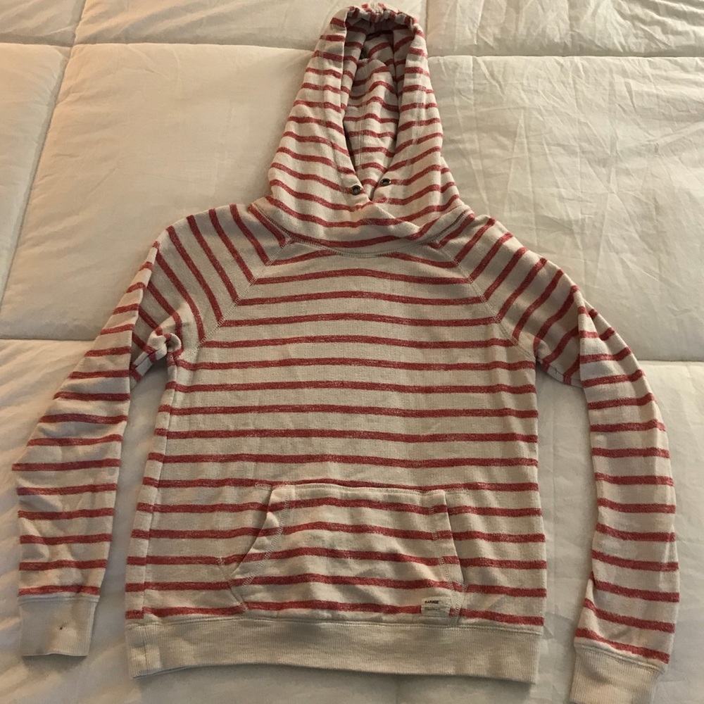 Garage red white stripe hoodie sweatshirt small